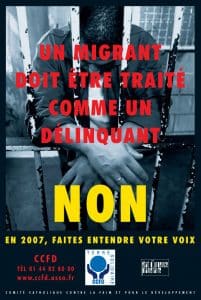 Affiche - un migrant doit être traité comme un délinquant : NON