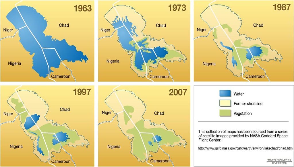 Évolution du lac Tchad (1963-2007)